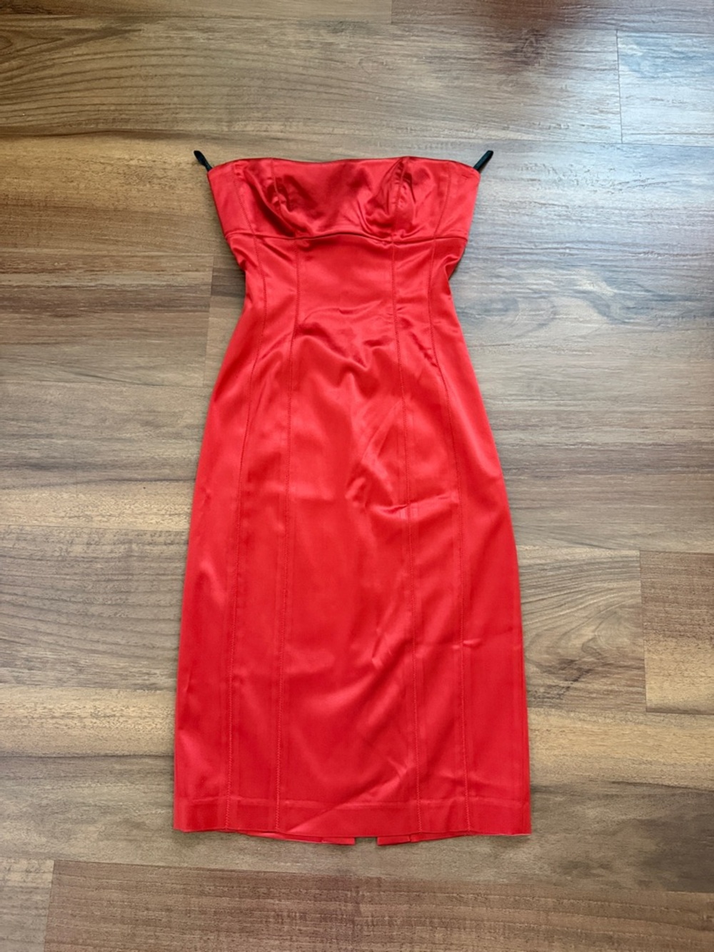 bebe- XS Red Corset Dress Strapless Bodycon Fitted